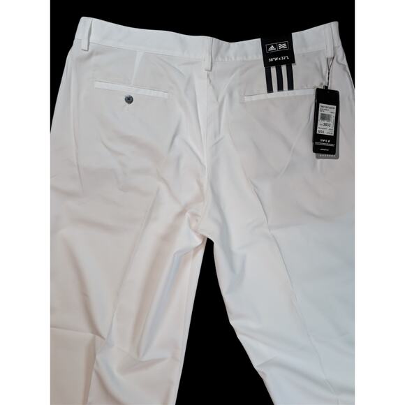Adidas NWT Golf Pants Mens 38x32 White Climalite 3 Stripe Tech Performance Pants - Picture 5 of 13